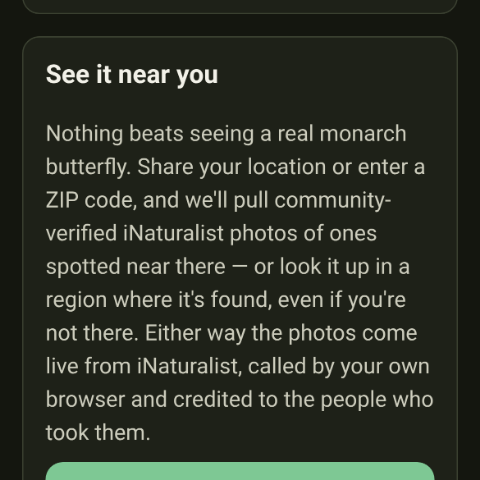 A wildlife page's "See it near you" section, on a phone