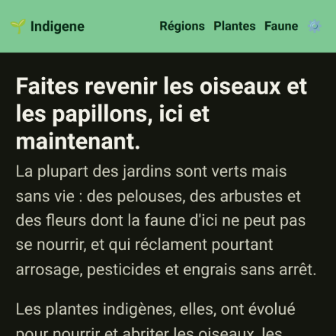 The home page, in French, on a phone