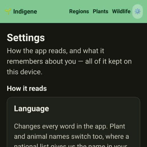 Settings listing everything the app remembers, each with a button to forget it
