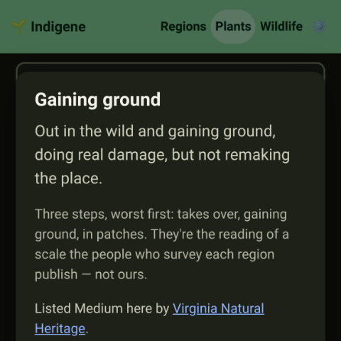 Tapping the Gaining ground badge explains what it means