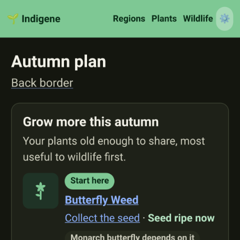 A saved spot's season plan