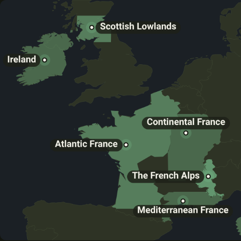 The Scottish Lowlands on the map of every region